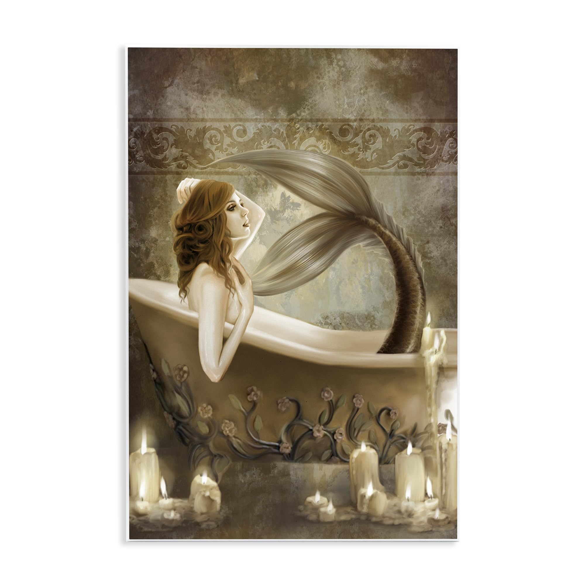 'Sepia Bath Time Mermaid'| Wall Plaque Art