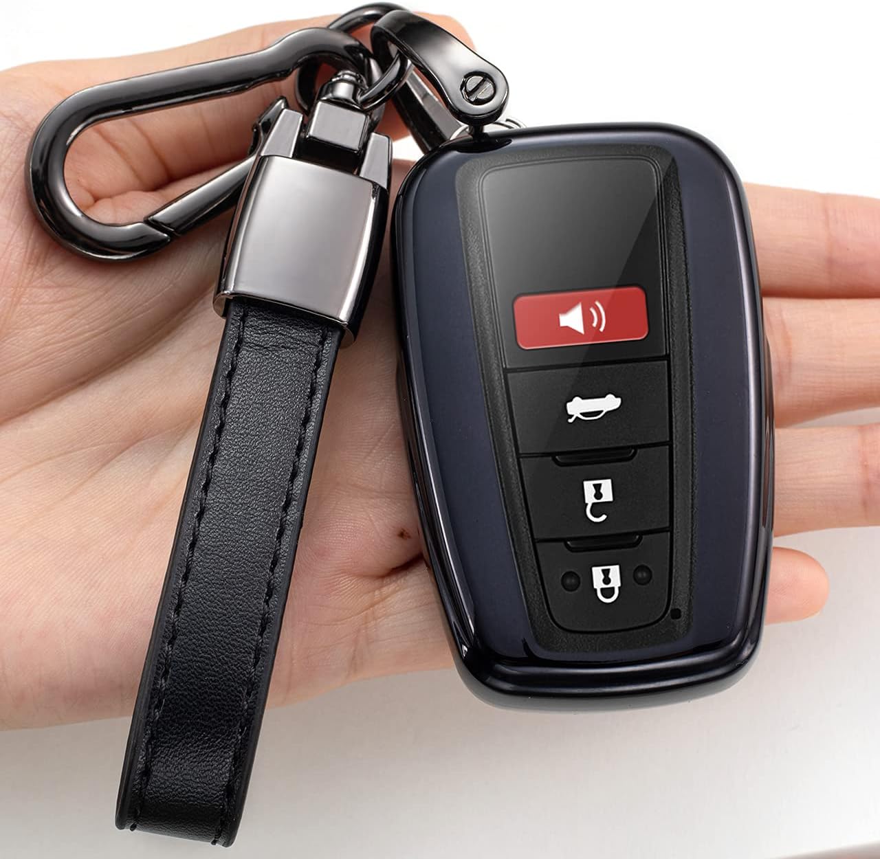 Genuine Leather Key Chain Suit for Toyota Avalon, Camry, Prius,Avalon Corolla RAV5 Highlander Keychain Keyring Family Present for Man and Woman,Accessories : Automotive