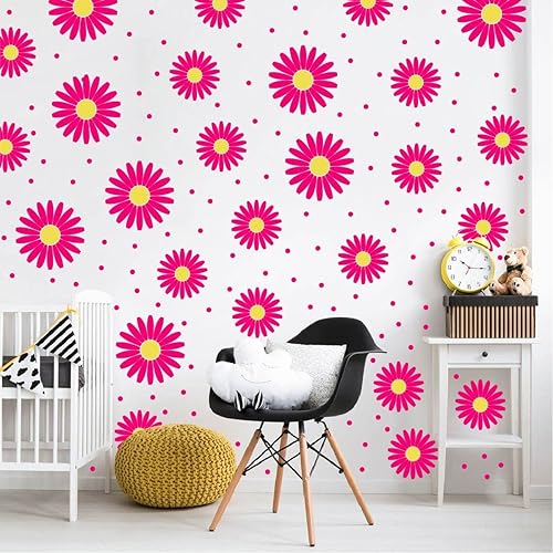 Miniatura 2 de Calcomanías decorativas de pared de margaritas blancas, calcomanías de pared extraíbles para habitación de niños, bebé, habitación del bebé, mural