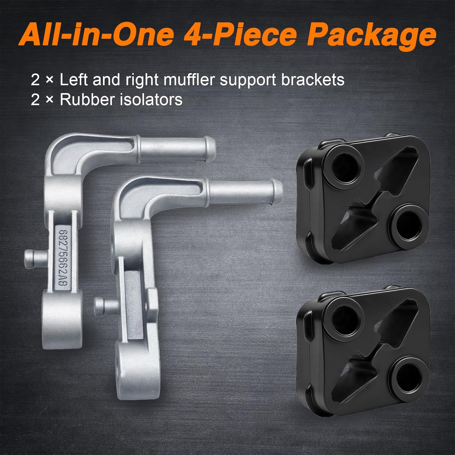 FUSCH Rear Left & Right Exhaust Muffler Support Bracket Set with Rubber Isolators Compatible with Dodge Ram 1500 5.7L 6.2L 2019-2024, Replace 68275662AB 68395841AA 68519121AA