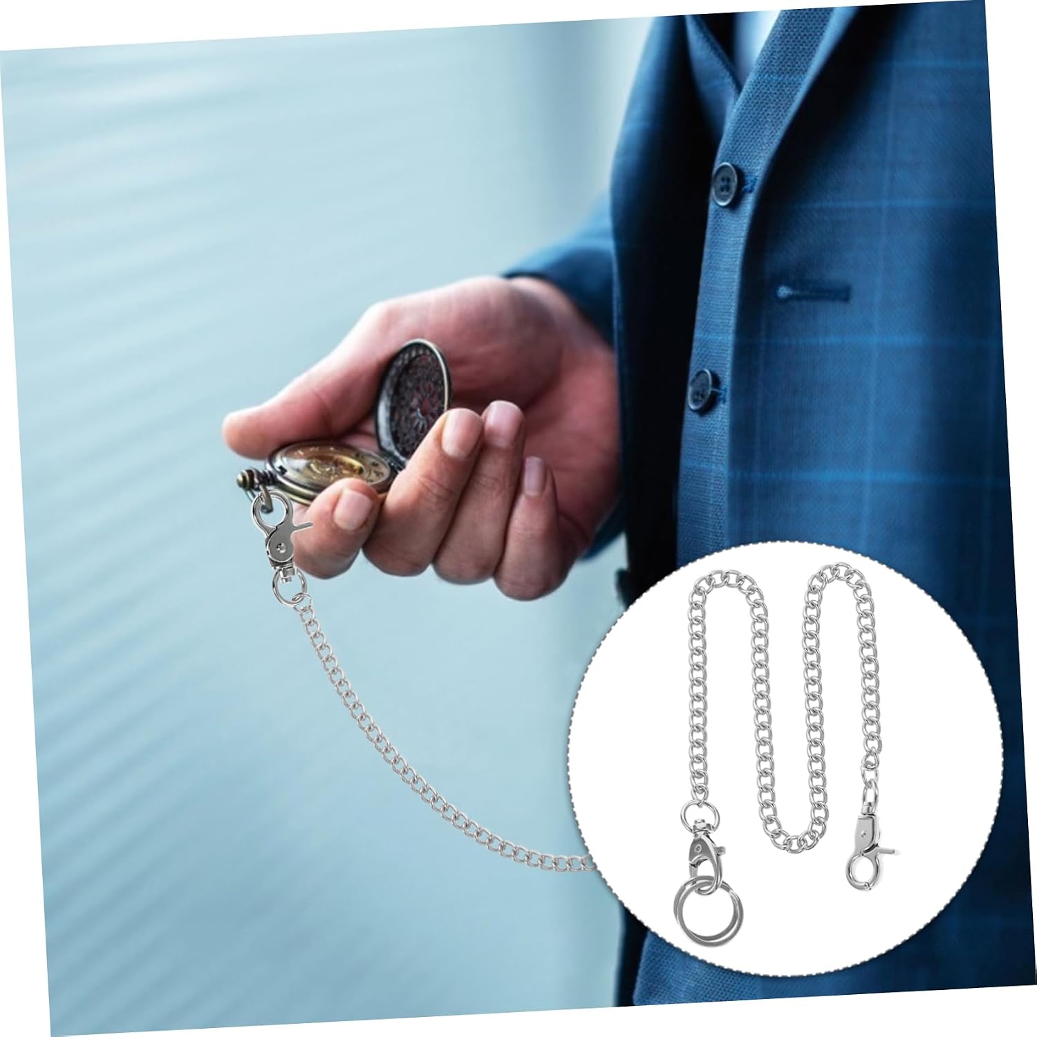 Pocket Watch Metal Chain Mens Costumes Electroplating Chain Tank Tops for Men Vintage Keychain