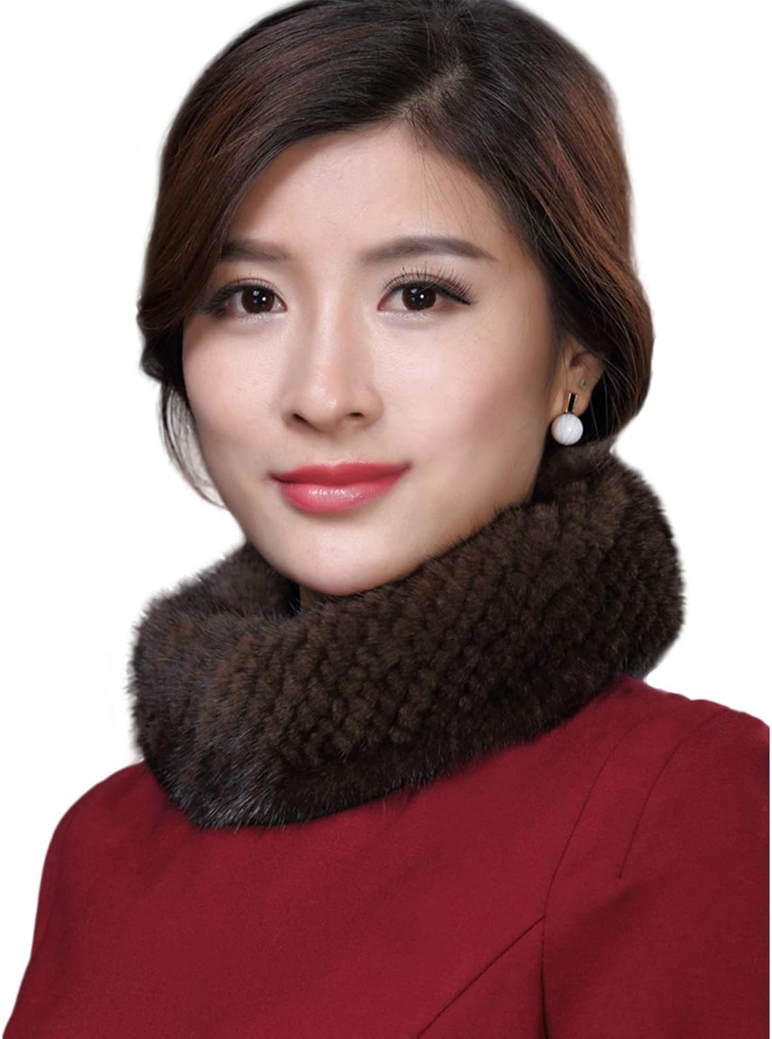 KAISHIN Dual Use Women Scarf Headband Winter Real Knitted Fur Neckerchiefs Mink Fur Elastic Collar