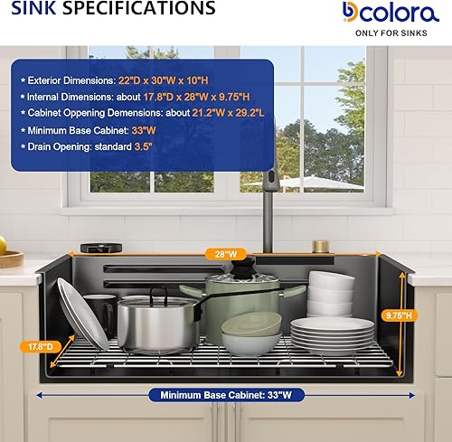 Miniatura 8 de Dcolora DC-T7756 - Fregadero de preparación de cocina de 21 pulgadas, de calibre 16, de acero inoxidable, montaje superior, fregadero de barra