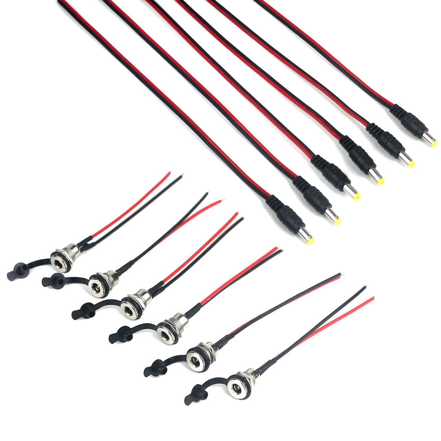 5 X COPPIA CONNETTORI Plug Spinotto 5,5x2,1mm Jack DC MASCHIO FEMMINA - Foto 5