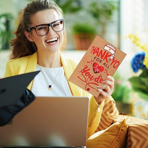 Miniatura 3 de Outus Paquete de 24 tarjetas de enfermera, tarjetas de agradecimiento para enfermeras de graduación con sobres, juego de tarjetas de agradecimiento