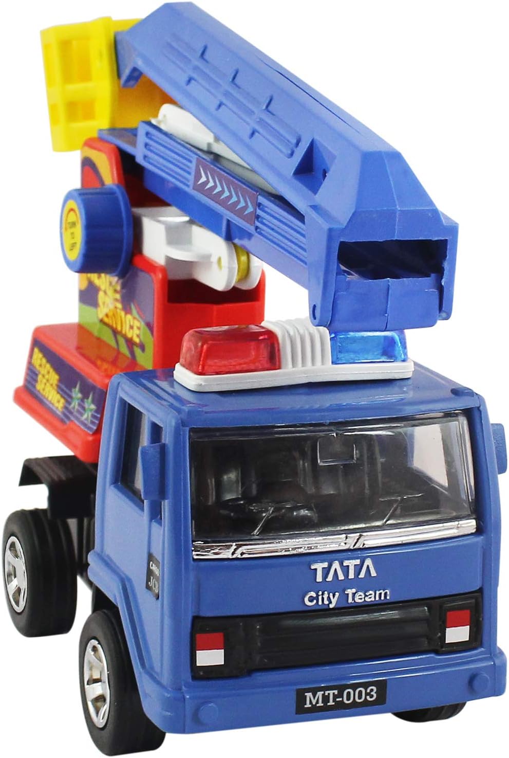 Pull Back Crain Rescue Service Truck Non-Toxic No Battery No Remote Miniature Scaled Models - Blue - Kids