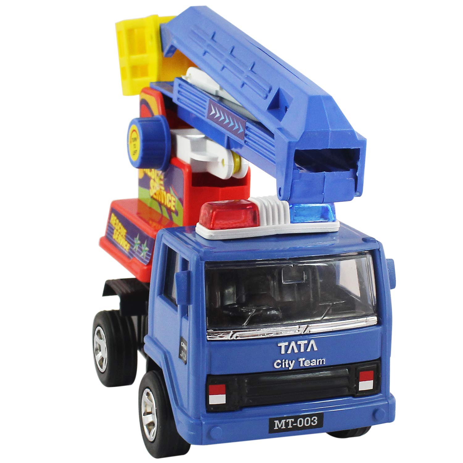 Shinsei Pull Back Crain Rescue Service Truck Non-Toxic No Battery No Remote Miniature Scaled Models - Blue - Kids