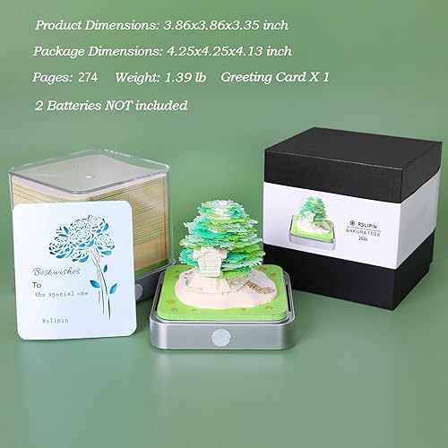Miniatura 112 de RSLIPIN 3D Memo Pad Time Piece Calendar 2026,3D Calendar Memo Pad DIY Notes Notepad Paper Craft Art Romantic Tree House,2026 3D Desk Calendar With