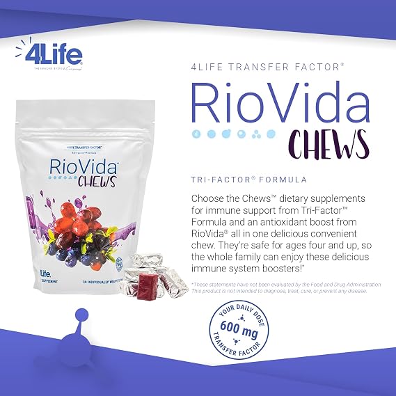 4Life RioVida Chews Berry Immune Support with Vitamin C, 30 Chews | Berry nutrient blend, Vitamin C, Colostrum peptides, Acai, Blueberry, Pomegranate, Elderberry, Individually wrapped