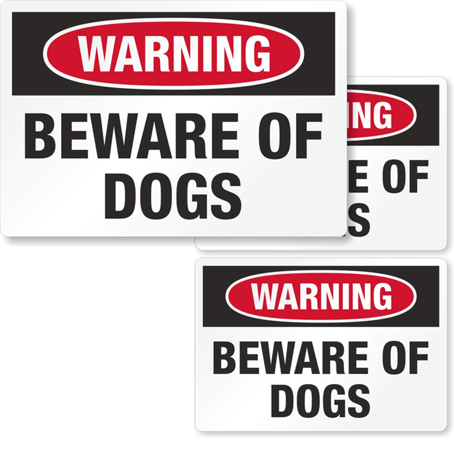 Bеѕt Dеаl 🛒 SmartSign Warning Beware of Dogs Decal Set  One 3.75"x5.5" & Two 2.75"x4" Reflective Adhesive Labels/Sticker