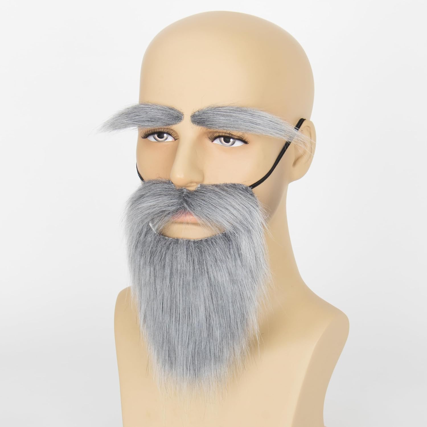 Yan Dream Grey Full Beard and Eyebrows Novelty False Facial Hair Halloween Costume Accessories