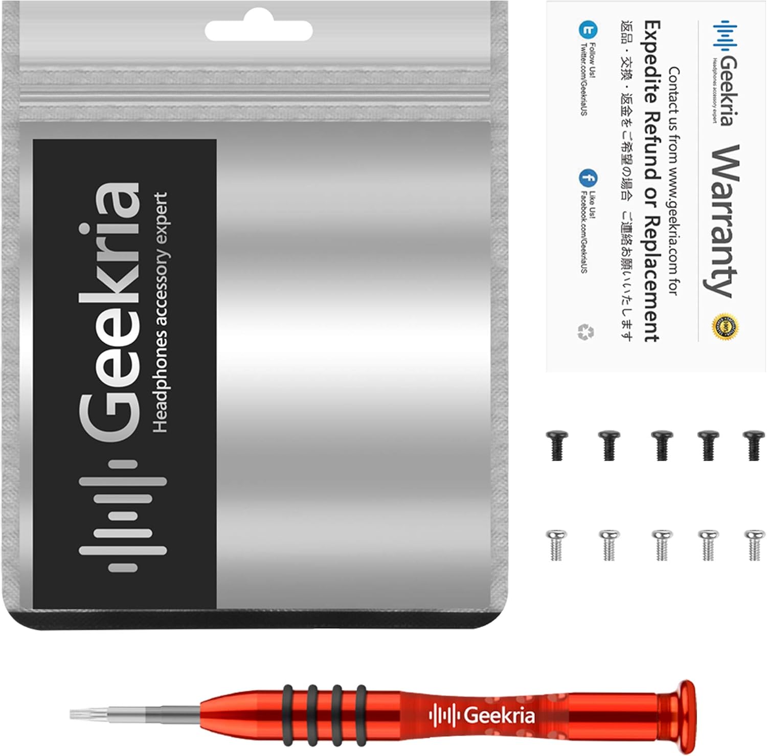 Geekria Replacement Headband Tool Compatible with B Studio3 Wireless, Studio2, Studio 1.0 Headphones, 10 Pcs Replacement Screws + Screwdriver Tool Kit/Headset Headband Repair Tool (Red)