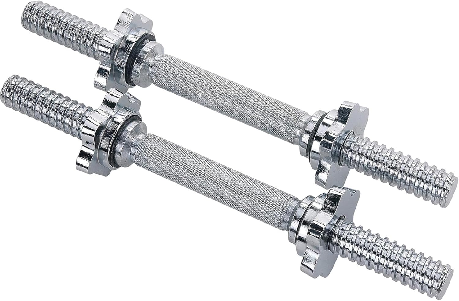 Sunny Health & Fitness 35.5 cm Threaded Chrome Dumbbell Bar Set, Adjustable Dumbbell Bar Handles with Star Lock Collars, Fit 25 mm Standard Plates - STDBH-14