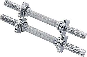 Sunny Health & Fitness 14″ Threaded Dumbbell Bars Set Adjustable Bars with Star Collars Compatible with Standard 25mm Disc…