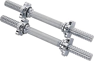 Sunny Health & Fitness 14″ Threaded Dumbbell Bars Set Adjustable Bars with Star Collars Compatible with Standard 25mm Disc…