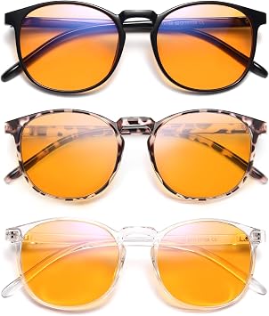IBOANN Chic & Comfy Blue Light Glasses for Women - 3-Pack Round Frames, Screen-Ready Style with UV Protection Coating
