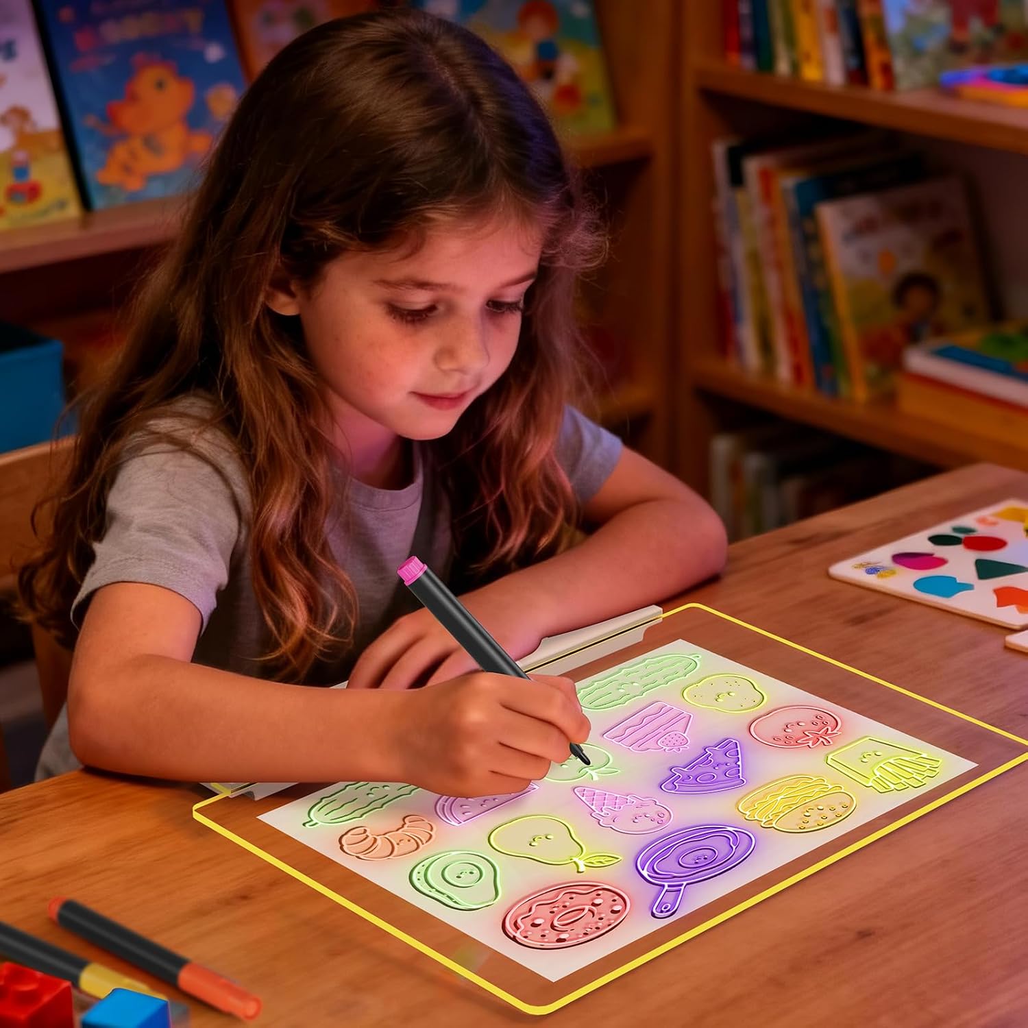 LED Drawing Board, 16" Rechargeable Light Up Drawing Pad with 2000mAh Rechargeable Battery, Multi-Functional LED Display Board for Drawing/Message/Night Light, Creative Gift Art Kit, Pink
