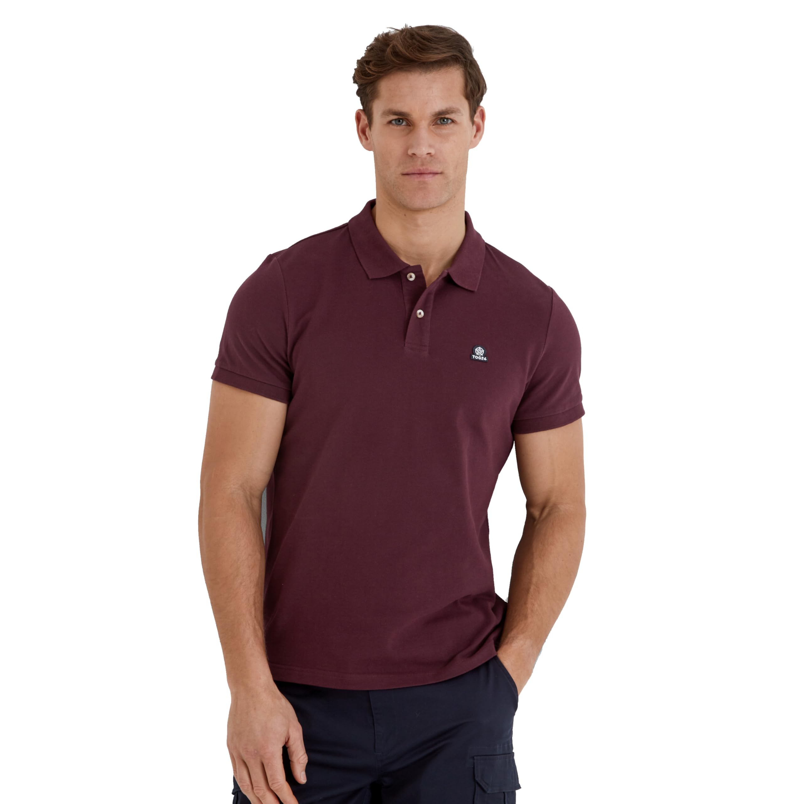 TOG24 Braunton Men's Polo Shirt, Short Sleeves Cotton Pique Polo, Branded Buttons
