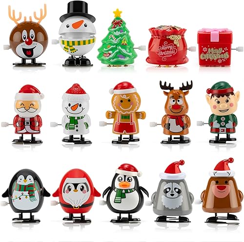 Miniatura 8 de 15 juguetes de Navidad para niños, regalos de fiesta de Navidad, juguetes de relojería, bolsas de regalos de Navidad con muñeco de nieve caminante