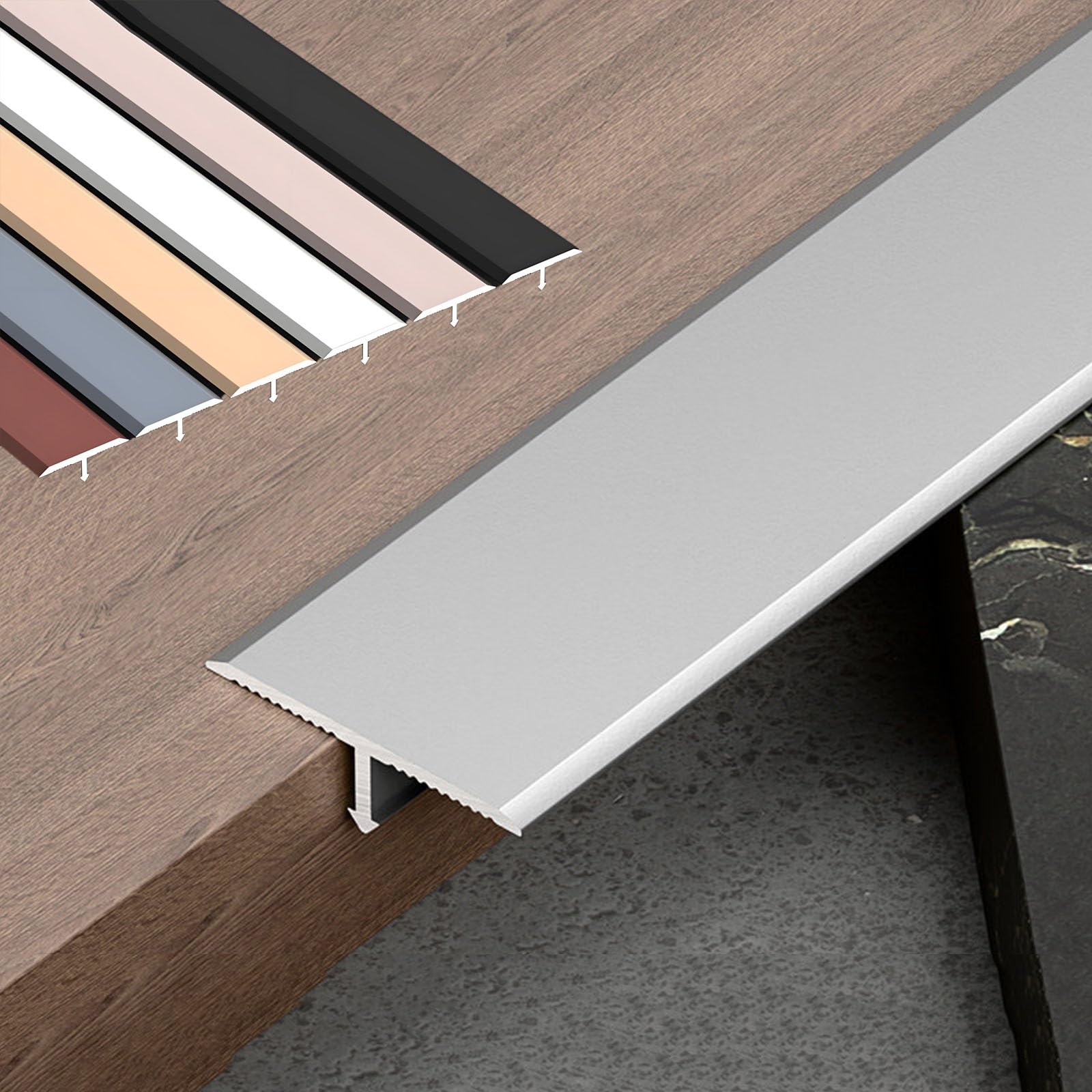Fußboden Leisten aus Aluminium 90cm* 3 Stück Uebergangsleisten T-Profil Türleiste Boden Türübergangsschiene für Türschwellen und Verbindungsböden Von Laminatdielenfliesen(Silver,W3.3cm)