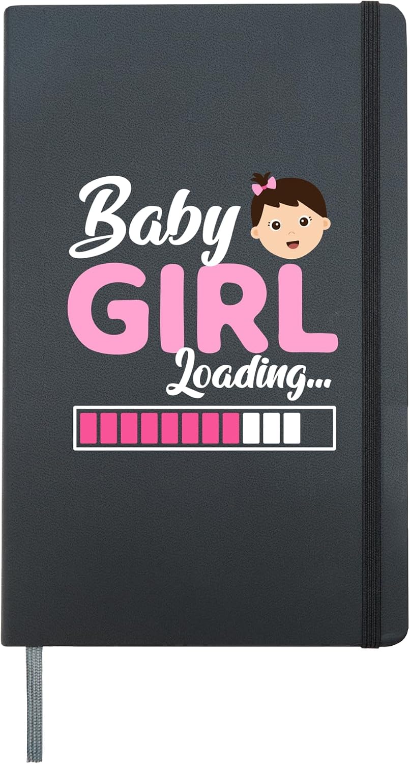 Future Mother BABY GIRL LOADING Funny Soon to be Mom Hardcover Journal, Black