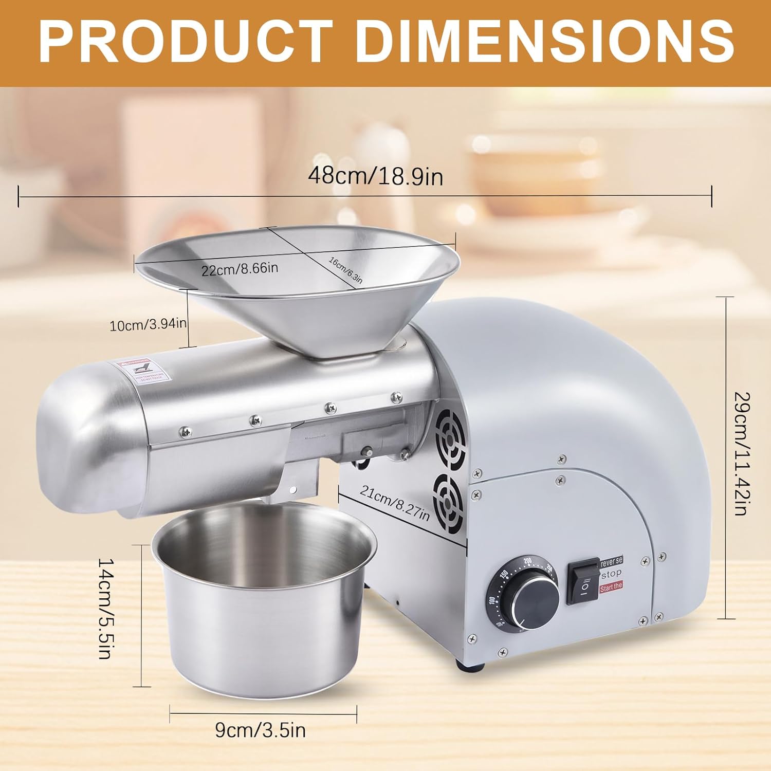 1800W Oil Press Machine, Nut Seeds Oil Extractor Cold& Hot Press Machine,Temperature Control 32F-572F,Extended Rod, 13-19LBS/H, Lower Noise,For Coconuts,Cocoa Beans,Avocado,Amaranth Seed(Gray)