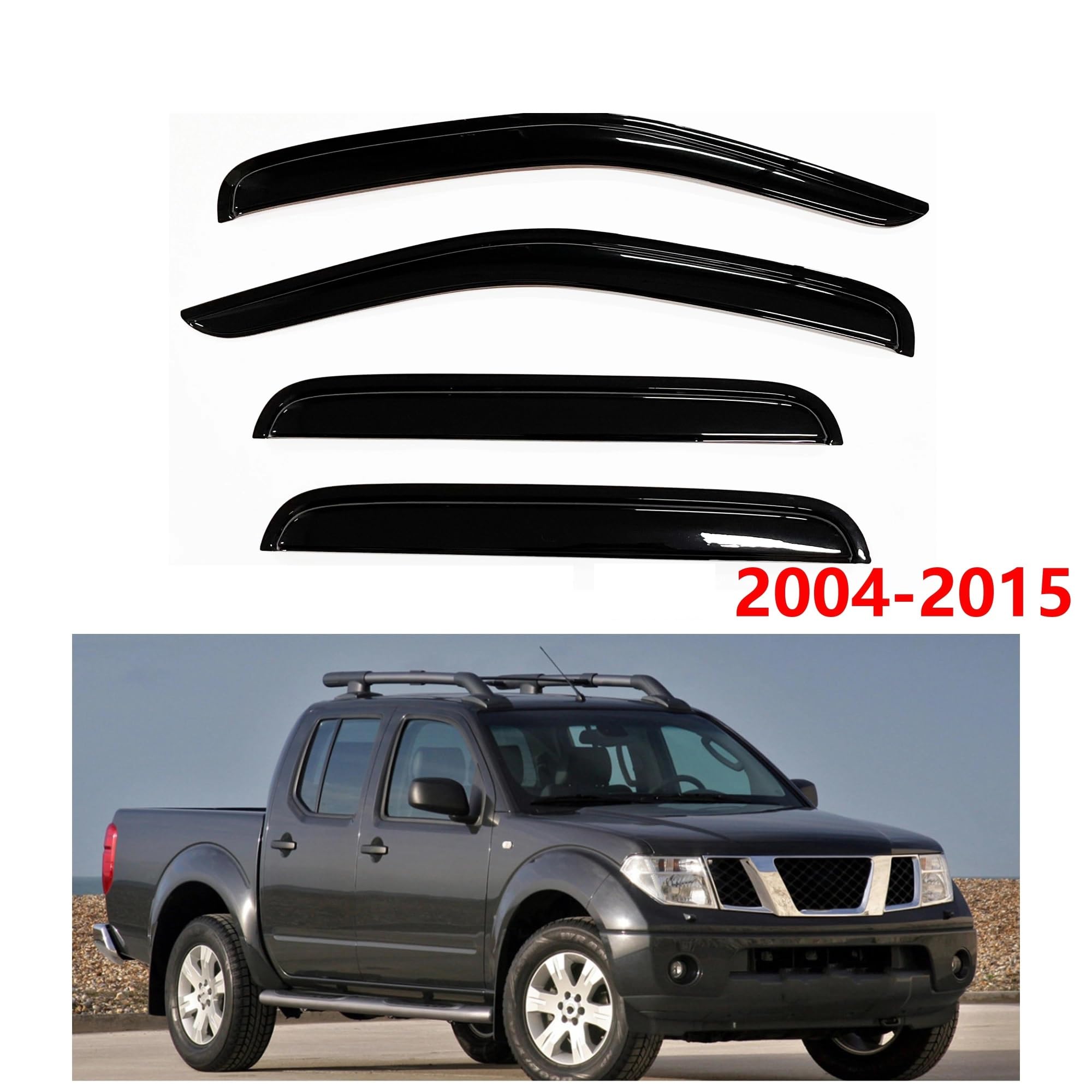 Deflectores Viento 4 Piezas Protectores De Lluvia Viseras Ventana Parasol Cubierta Solar para Nissan para Navara 2004-2015 Cabina Doble Escudo Meteorológico