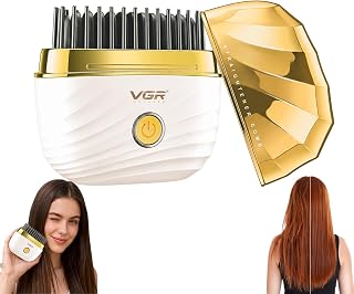 VGR 587 Cepillo Alisador de Pelo Inalámbrico Recargable USB, Oro