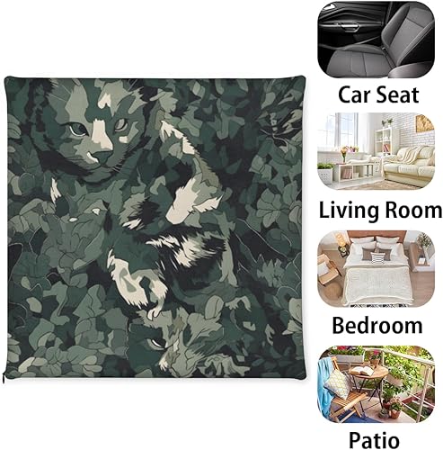 Miniatura 7 de Bardic Cojín para silla, 1 paquete de cojín de espuma viscoelástica de camuflaje con diseño de gato abstracto, cojín cuadrado extraíble para silla