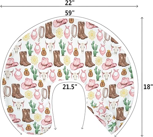 Miniatura 9 de Fundas de almohada de lactancia de vaquera occidental rosa para niña, botas de vaquera, sombrero, caballo, cactus, sol, vaca, calaveras, funda para