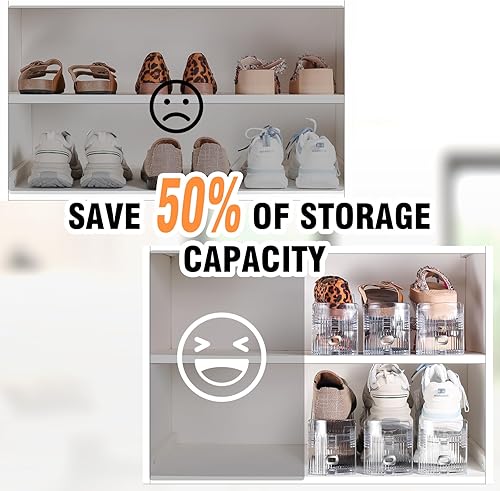 Miniatura 7 de TOPNEW Organizador de ranuras para zapatos para armario, paquete de 12 unidades, apilador de zapatos de nivel ajustable, organización de