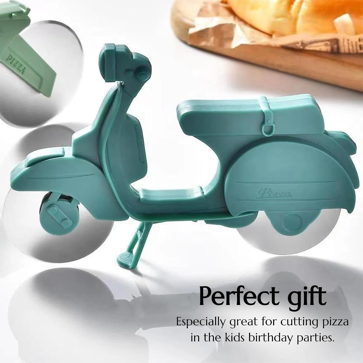 Scooter Pizza Cutter, Dual Stainless Steel Wheel Pizza Slicer