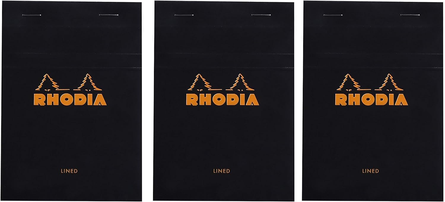 Rhodia Classic Black Notepad graph - 4 in. x 6 in., Pack of 3