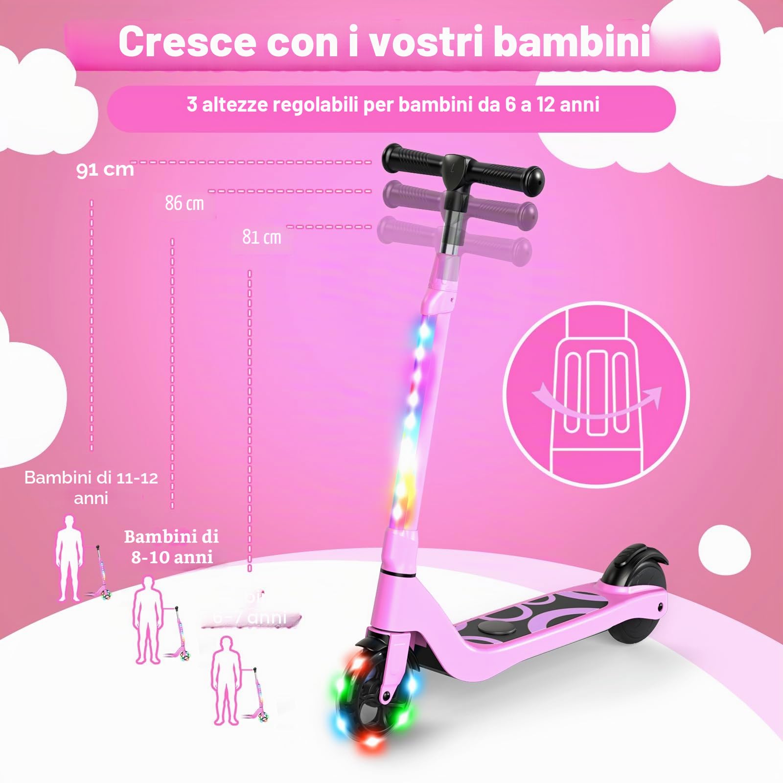 SISIGAD Yd531 - Scooter Elettrico Bambini Gioventù Unisex