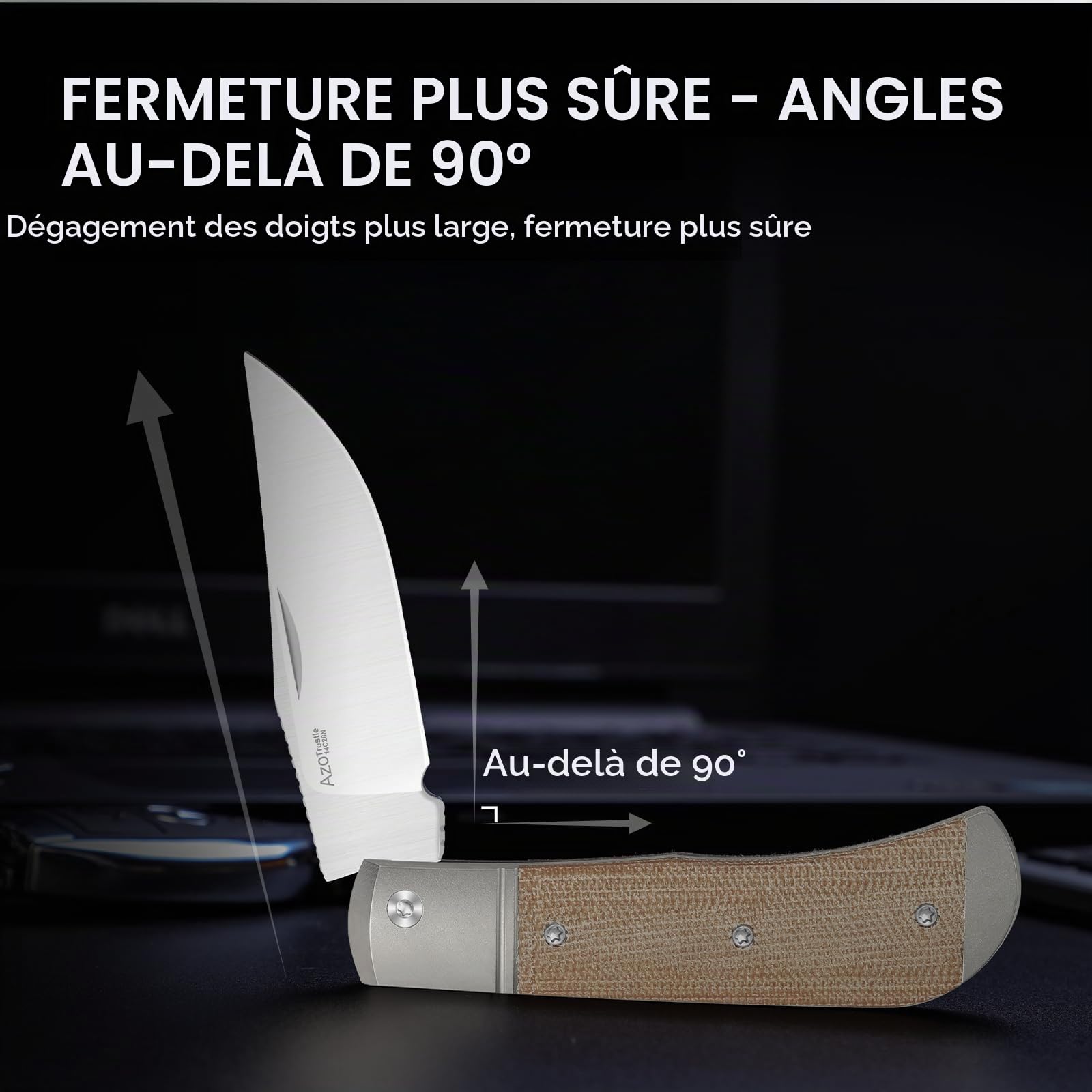 Kizer Trestle Couteau de Poche, Lame 7,35 CM 14C28N Couteau EDC Slip Joint avec Manche en Titane Argenté et Micarta Marron, Petits Couteaux Pliants avec Ouvre-Boîte, V3761A1
