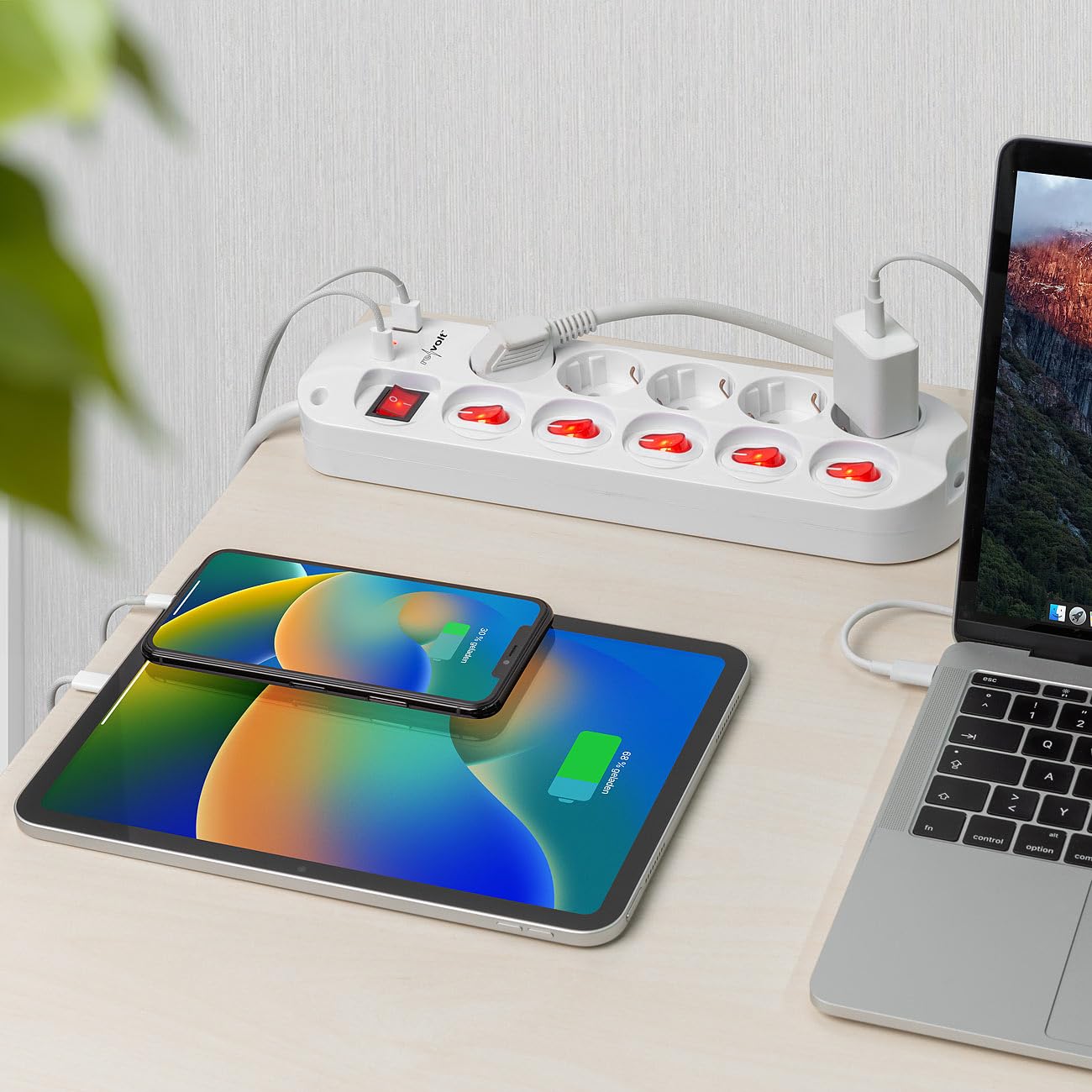 revolt ciabatta elettrica: Set di 2 5-funzioni- Ciabatte elettriche, individuell schaltbar, 2 USB-Ladeports (striscia multipresa con usb, multipresa da tavolo con, dvd)