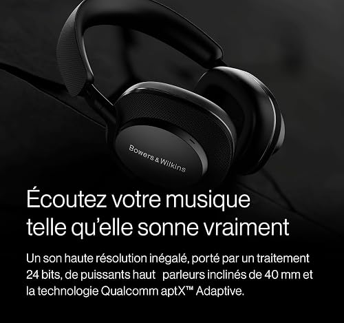 Bowers & Wilkins Px7 S2e Casque Supra-Auriculaire sans Fil, Réduction de Bruit, Qualcomm aptX Adaptive, Quick Charge, 30 Heures de Lecture, 6 Microphones Intégrés - Noir Anthracite - 4