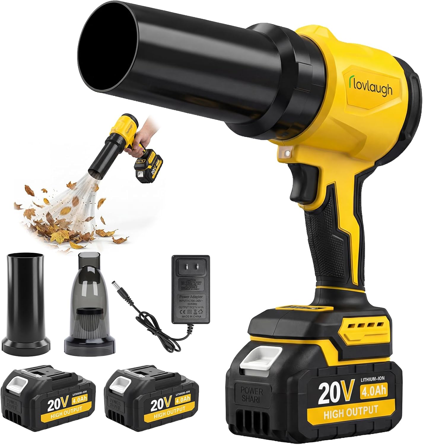 Cordless Leaf Blower, Upgraded: No Overheat Protection Cutoff, Continuous Use, 20V with 2× 4.0Ah Batteries & Charger, 100 MPH 450 CFM, Lightweight, Best Value