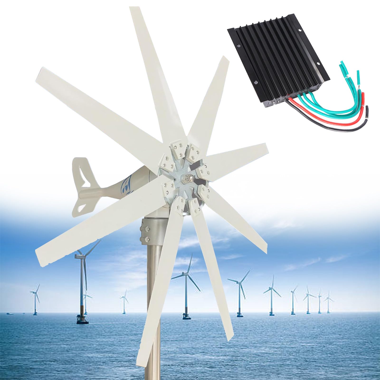 ZEEKYFOR Wind Generators for Home Use, Wind Turbine 12V 24V 48V, 12000W Wind Turbine Generator, Magnetic Levitation Wind Turbine,48V