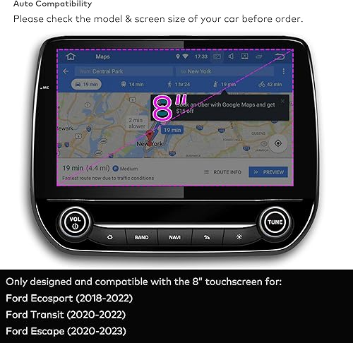 Miniatura 2 de AG - Protector de pantalla de vidrio templado diseñado para Ford Escape (2020-2023), Transit (2020-2022), Ecosport (2018-2022), SYNC 3 pantalla