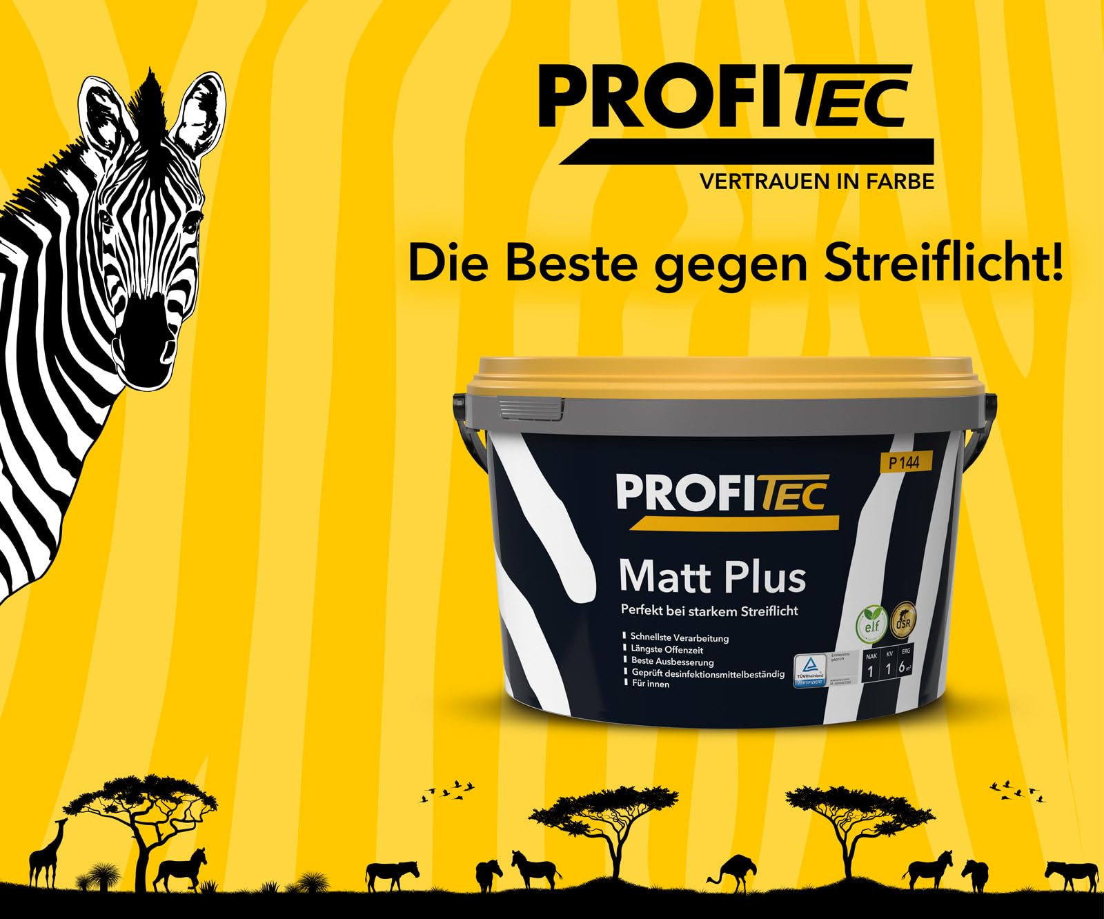 ProfiTec P144 Mattplus Profi Wandfarbe Innenfarbe matt 5 Liter, weiß