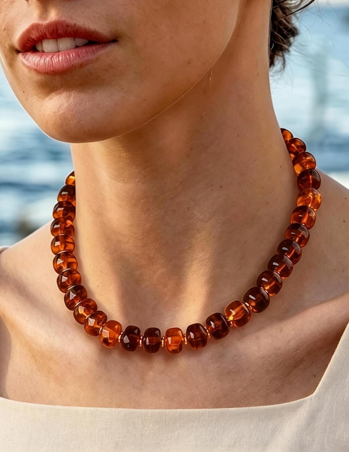 Chunky Beaded Necklace for Women Statement Resin Bead Choker Necklace Boho Y2k Multicolor Large Big Bead Necklace Summer Vacation Surfer Beach Colorful Handmade Jewelry Accessories Gift image 3