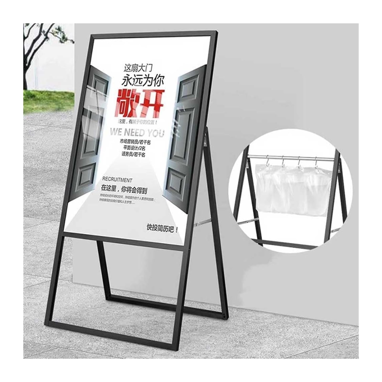 Soporte De Pie Para Carteles Un Cartel De Marco Tablero Sándwich Resistente, Cartel De Acera, Soporte For Carteles, Cartel De Acera Plegable Portátil Al Aire Libre Con Marco En A For Exhibición De Car