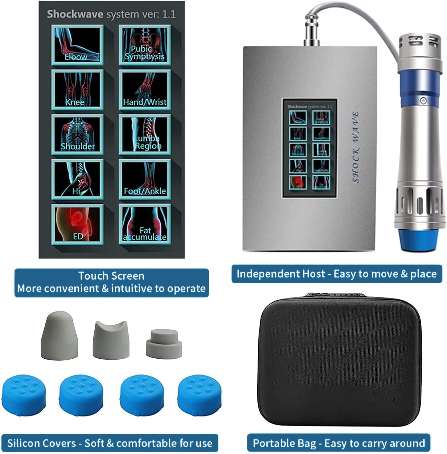 Urządzenie do terapii falą uderzeniową, Eswt Extracorporeal Electric Shock Wave/ED, przenośne urządzenie do terapii ukierunkowanej na łagodzenie bólu Sprzęt na zaburzenia erekcji