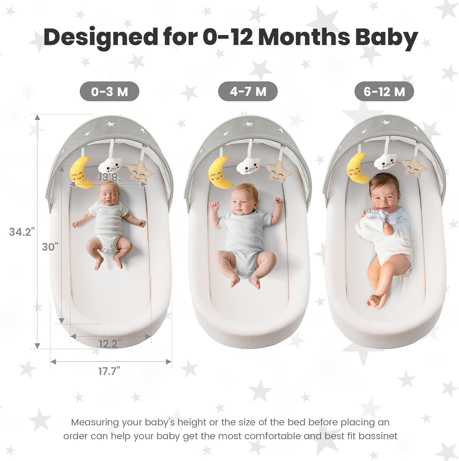 Portable Baby Bassinet- Travel Bassinet for Newborn and Infant, Suitable for Indoor & Outdoor Carry, Lightweight Foldable Washable, Portable Bassinet for Baby Travel, Portable Travel Bassinet, Grey - Image 6