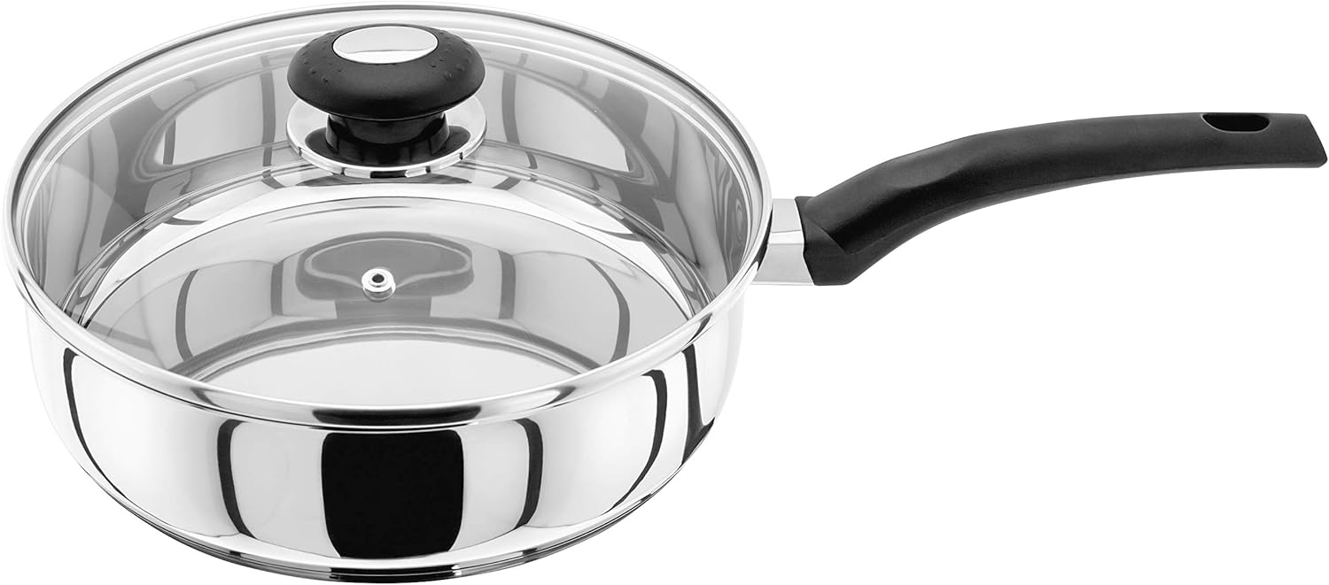 Judge Essentials Stainless Steel Large Saute Pan 24cm, Induction Ready, Oven Safe