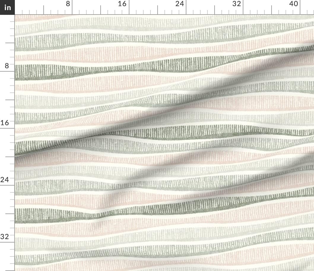 Spoonflower Fabric - Coastal Stripe Minimal Sage Green Blush Pink Modern Printed on Petal Signature Cotton Fabric by The Yard - Sewing Quilting Apparel Crafts Decor