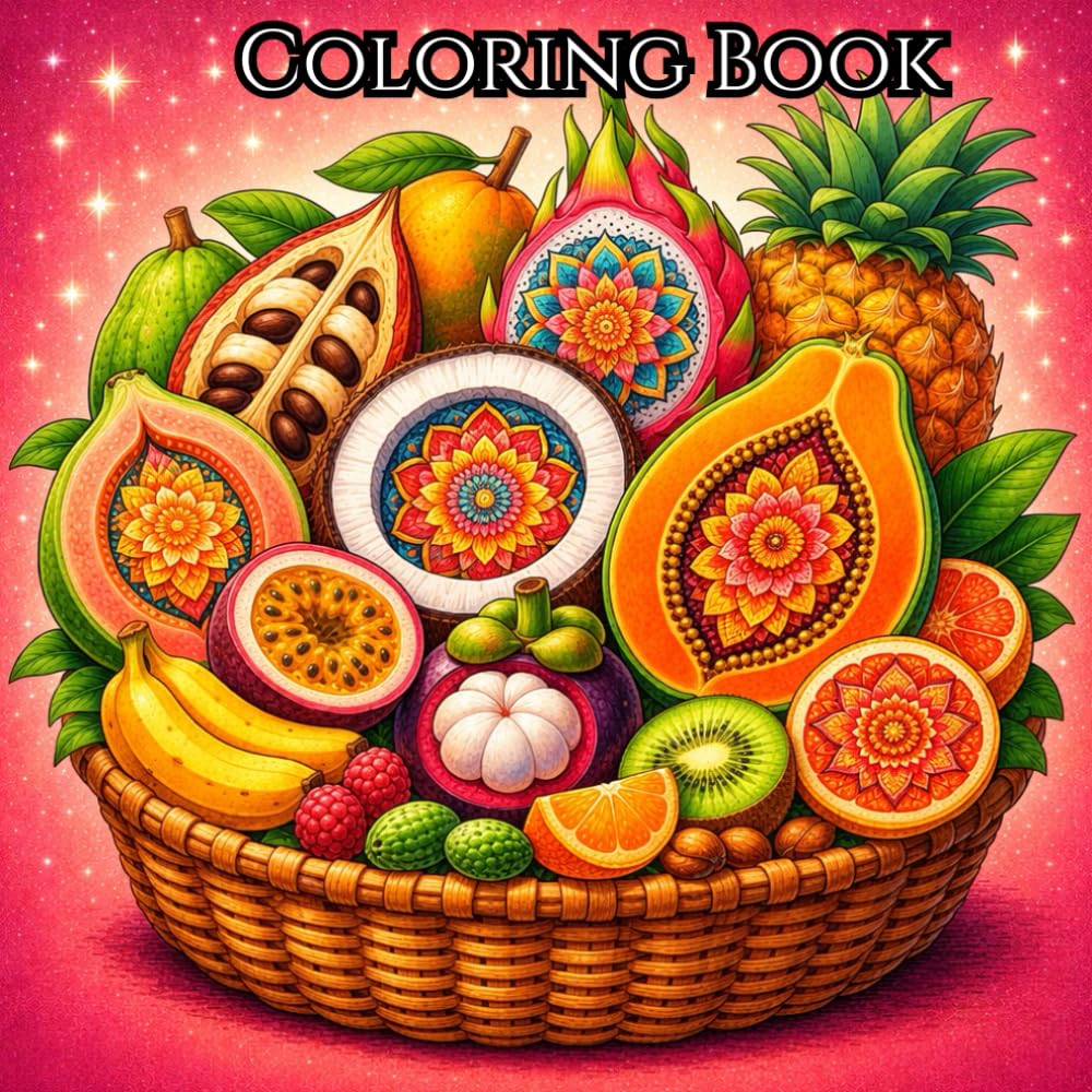 Exotic Fruit Salad: Adult coloring book