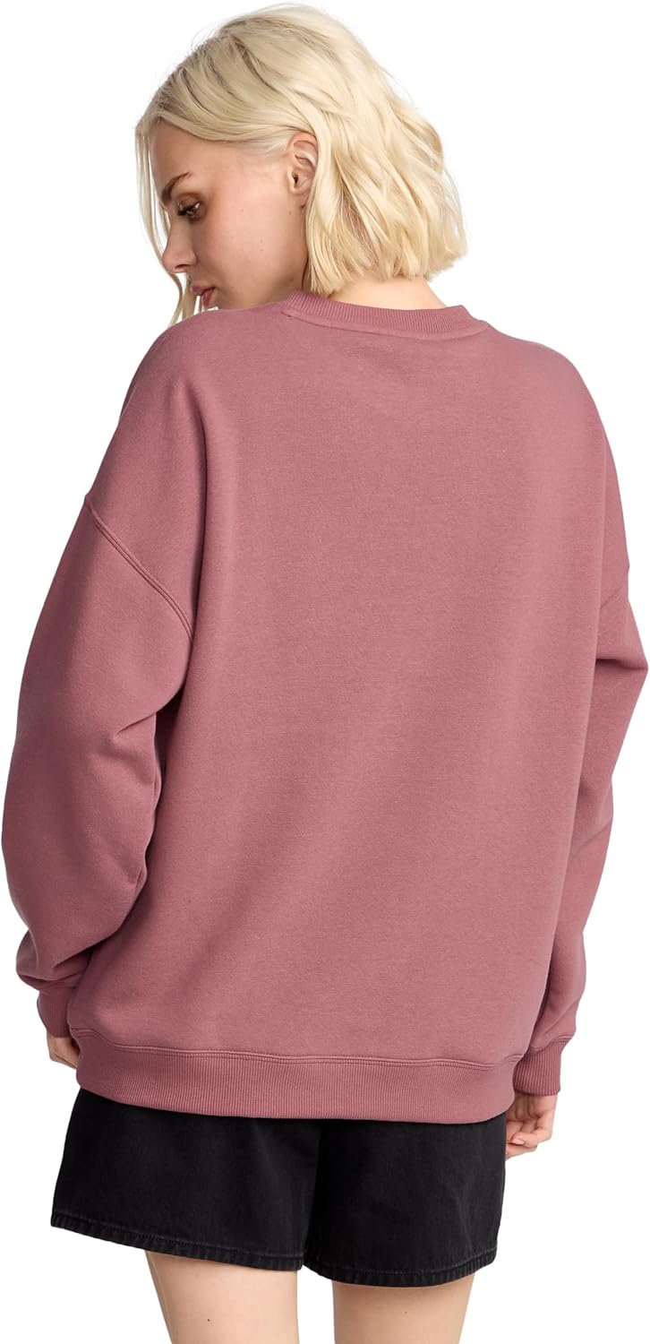 Volcom Women's Boyfriend Crew Fleece Sweatshirt – Raglan Sleeve Boyfriend Fit Crewneck