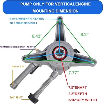 Hourleey 7/8 Shaft Vertical Pressure Washer Pump, 3000PSI 2.5GPM, Replacement Washer Pump, Compatible with Brute, Craftsman, Homelite